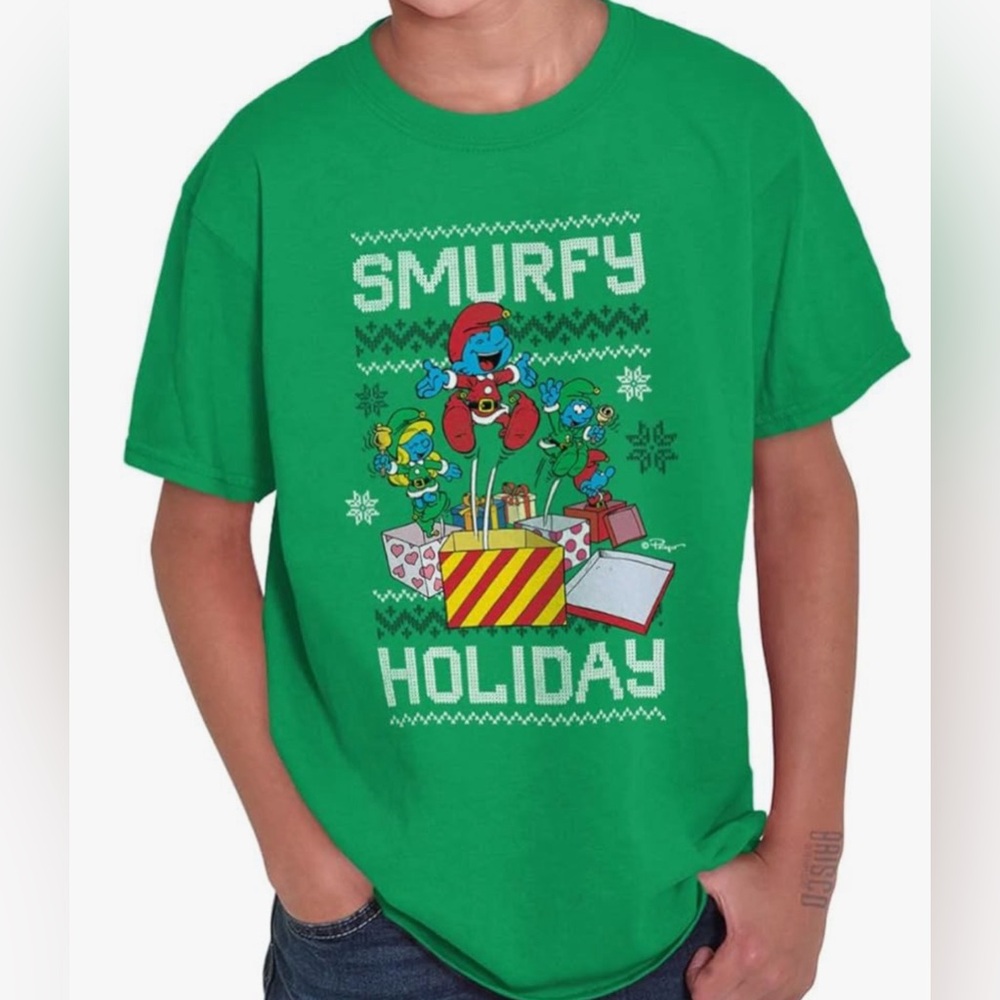 NWT Christmas Smurfy Holiday T-shirt Unisex